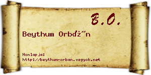 Beythum Orbán névjegykártya